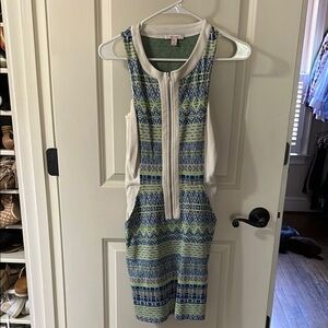 Ella Moss Blue and Green Halter Bodycon Mini Dress